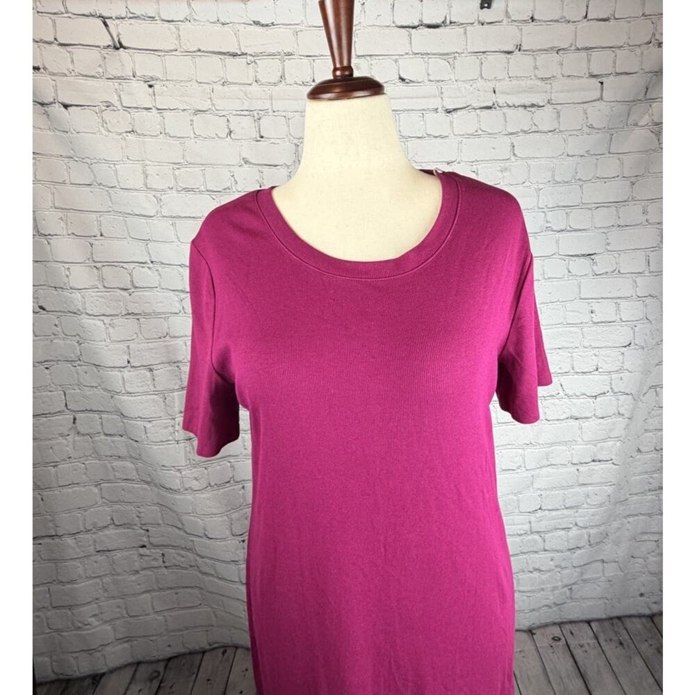 A New Day Ribbed Crew Neck Midi Dress Womens Size XXL Pink Magenta Side Slit New - Picture 2 of 9